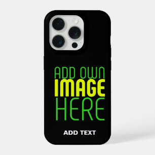 MODERNE BEARBEITBARE EINFACHE SCHWARZE BILD-TEXT-V iPhone 15 PRO HÜLLE