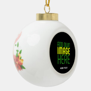 MODERNE BEARBEITBARE EINFACHE SCHWARZE BILD-TEXT-V KERAMIK Kugel-Ornament