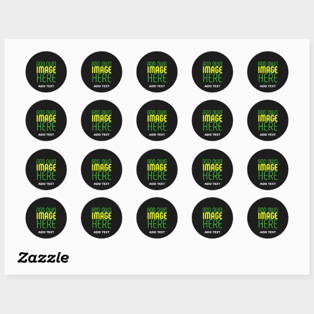 MODERNE BEARBEITBARE EINFACHE SCHWARZE BILD-TEXT-V RUNDER AUFKLEBER (Blatt)