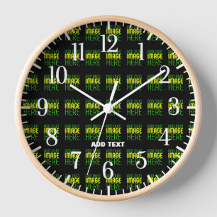 MODERNE BEARBEITBARE EINFACHE SCHWARZE BILD-TEXT-V UHR