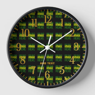 MODERNE BEARBEITBARE EINFACHE SCHWARZE BILD-TEXT-V UHR