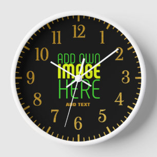 MODERNE BEARBEITBARE EINFACHE SCHWARZE BILD-TEXT-V UHR