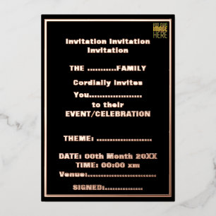 MODERNE BEARBEITBARE, EINFACHE TEMPLATE FÜR SCHWAR FOLIENEINLADUNG