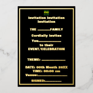 MODERNE BEARBEITBARE, EINFACHE TEMPLATE FÜR SCHWAR FOLIENEINLADUNG