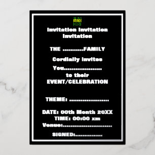 MODERNE BEARBEITBARE, EINFACHE TEMPLATE FÜR SCHWAR FOLIENEINLADUNG