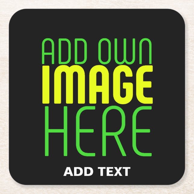 MODERNE BEARBEITBARE, EINFACHE TEMPLATE FÜR SCHWAR RECHTECKIGER PAPPUNTERSETZER (Vorderseite)