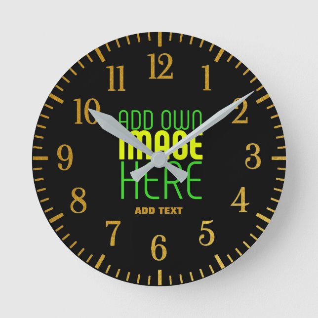 MODERNE BEARBEITBARE, EINFACHE TEMPLATE FÜR SCHWAR RUNDE WANDUHR (Vorderseite)