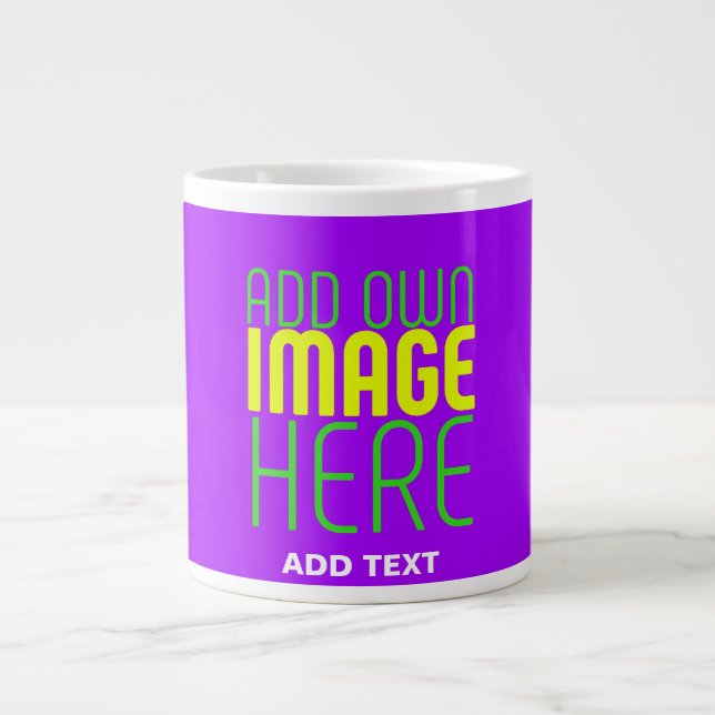 MODERNE BEARBEITBARE, EINFACHE VIOLET-BILDTEMPLATE Jumbo-Tasse (Vorderseite)