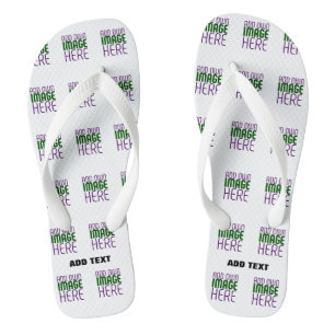 MODERNE BEARBEITBARE EINFACHE WEIßE BILD-TEXT-VORL FLIP FLOPS