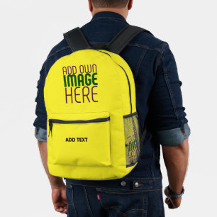 MODERNE BEARBEITBARE GELBE TEXTVORLAGE FÜR BILDER BEDRUCKTER RUCKSACK