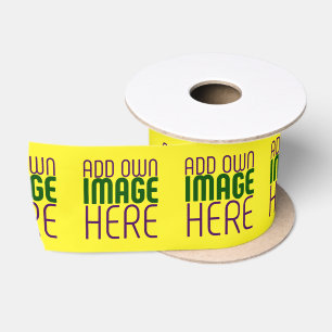 MODERNE BEARBEITBARE HELLGELBE BILD-TEXT-VORLAGE SATINBAND