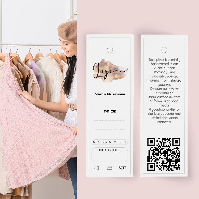 Moderne bearbeitbare Kleidermarke (custom clothing tag,editable price tag,boutique hang tag,minimalist swing tag,white fashion tag,)