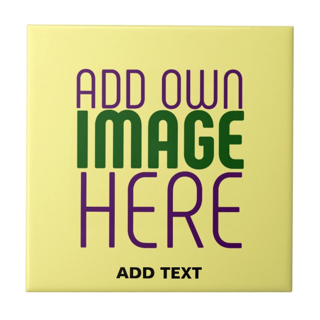 MODERNE BEARBEITBARE PASTELLGELBE BILD-TEXT-VORLAG FLIESE (Vorderseite)