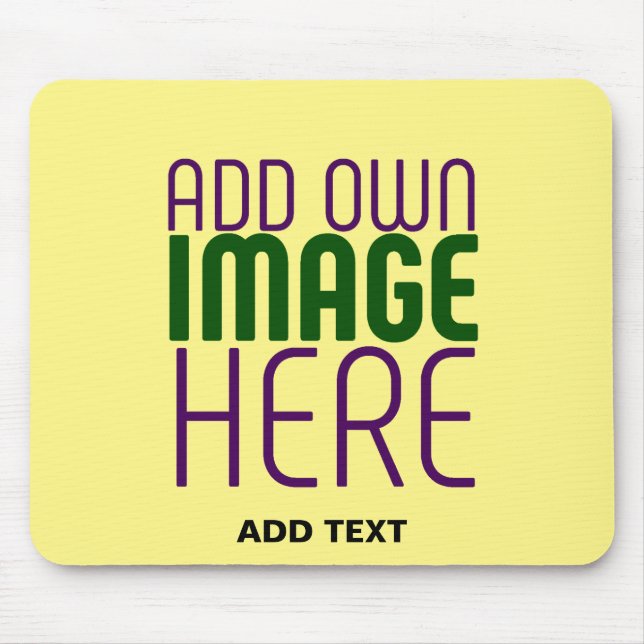 MODERNE BEARBEITBARE PASTELLGELBE BILD-TEXT-VORLAG MOUSEPAD (Vorne)