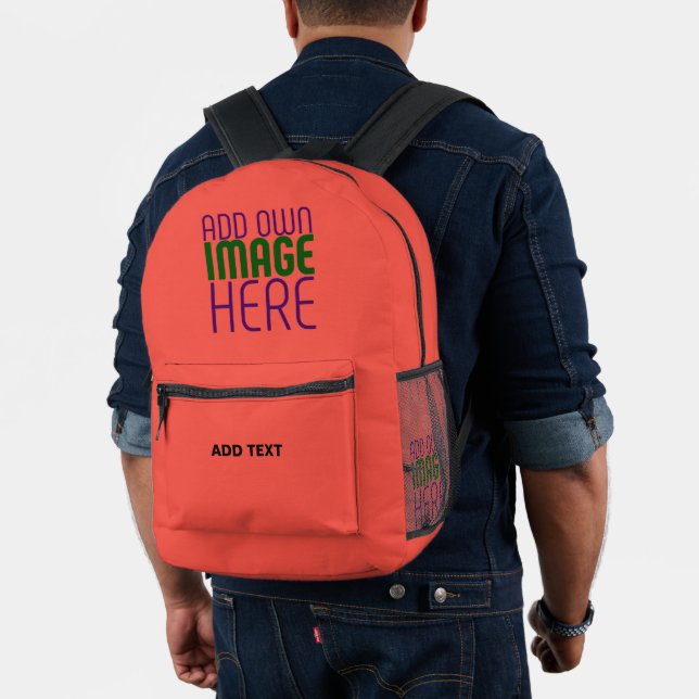 MODERNE BEARBEITBARE ROTE ORANGE BILD-TEXTVORLAGE BEDRUCKTER RUCKSACK (Insitu (Modell))