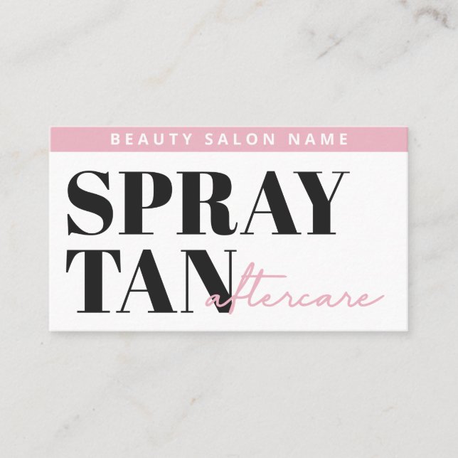 Moderne bearbeitbare Sif Spray Tan Aftercare Card Visitenkarte (Vorderseite)