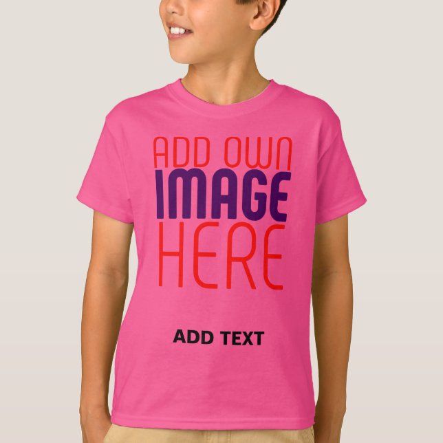 MODERNE BEARBEITBARE SÜßE WOW ROSA BILDTEXTVORLAGE T-Shirt (Vorderseite)