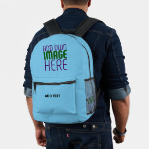 MODERNE BEARBEITBARE SWAG HIMMELBLAUE BILD-TEXT-VO BEDRUCKTER RUCKSACK