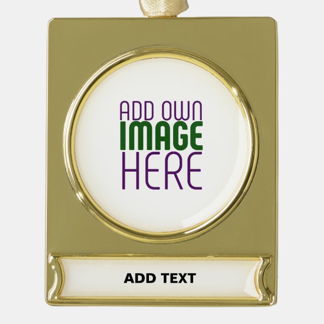 MODERNE BEARBEITUNGSFÄHIGE, EINFACHE WEISSE BILDTE Banner-Ornament GOLD (Vorderseite)