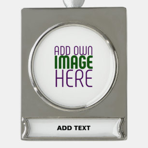 MODERNE BEARBEITUNGSFÄHIGE, EINFACHE WEISSE BILDTE Banner-Ornament SILBER