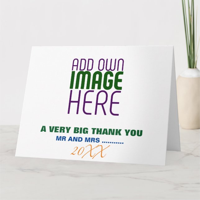 MODERNE BEARBEITUNGSFÄHIGE, EINFACHE WEISSE BILDTE DANKESKARTE (Vorderseite)