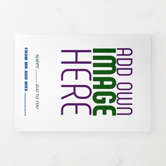 MODERNE BEARBEITUNGSFÄHIGE, EINFACHE WEISSE BILDTE DREIFACH GEFALTETE KARTE (Cover)