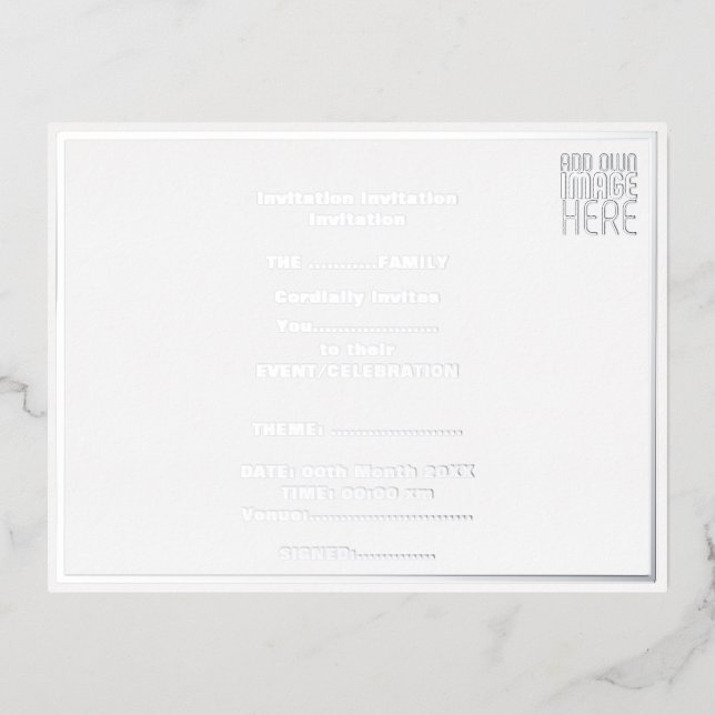 MODERNE BEARBEITUNGSFÄHIGE, EINFACHE WEISSE BILDTE FOLIE EINLADUNGSPOSTKARTE (Vorderseite)