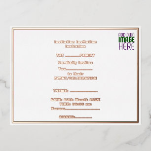 MODERNE BEARBEITUNGSFÄHIGE, EINFACHE WEISSE BILDTE FOLIE EINLADUNGSPOSTKARTE