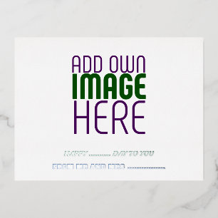 MODERNE BEARBEITUNGSFÄHIGE, EINFACHE WEISSE BILDTE FOLIEN FEIERTAGSPOSTKARTE