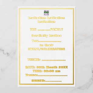 MODERNE BEARBEITUNGSFÄHIGE, EINFACHE WEISSE BILDTE FOLIENEINLADUNG