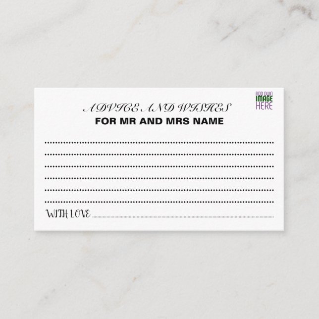 MODERNE BEARBEITUNGSFÄHIGE, EINFACHE WEISSE BILDTE HINWEISKARTE (Vorderseite)