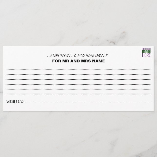 MODERNE BEARBEITUNGSFÄHIGE, EINFACHE WEISSE BILDTE HINWEISKARTE (Vorderseite)