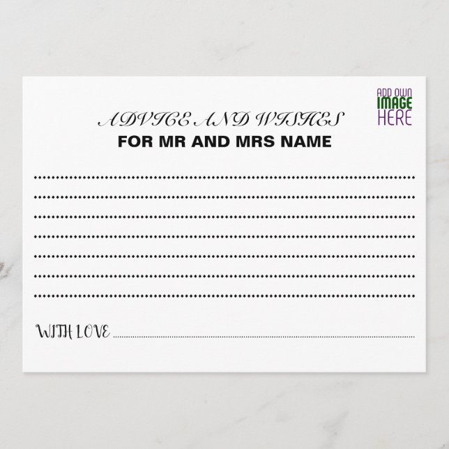 MODERNE BEARBEITUNGSFÄHIGE, EINFACHE WEISSE BILDTE HINWEISKARTE (Vorderseite)