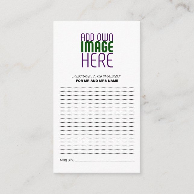 MODERNE BEARBEITUNGSFÄHIGE, EINFACHE WEISSE BILDTE HINWEISKARTE (Vorderseite)