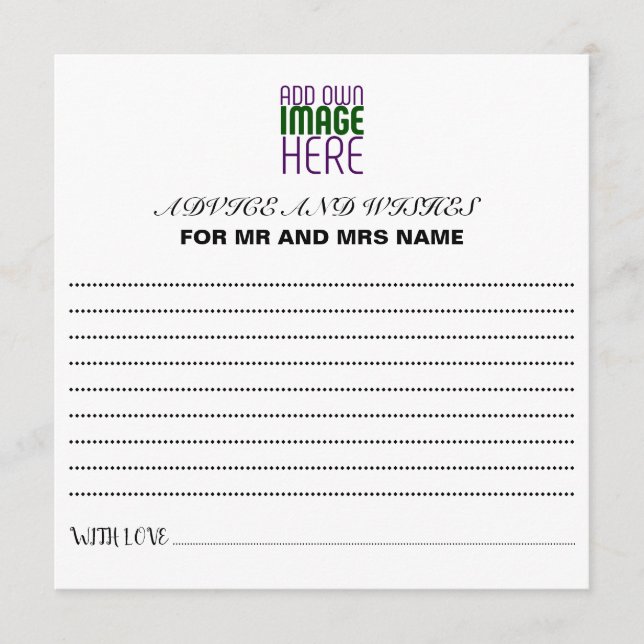 MODERNE BEARBEITUNGSFÄHIGE, EINFACHE WEISSE BILDTE HINWEISKARTE (Vorderseite)