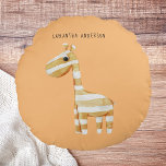 Moderne Beauty Orange Giraffe mit Namen Rundes Kissen<br><div class="desc">Moderne Beauty Orange Giraffe mit Namen</div>