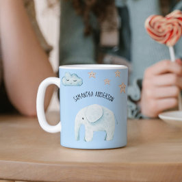 Moderne Beauty Pastel Blau Elefant & Sterne Kind Kaffeetasse