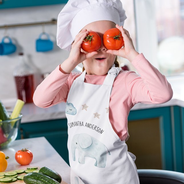 Moderne Beauty Pastel Blau Elefant & Sterne Kind Kinderschürze (Von Creator hochgeladen)