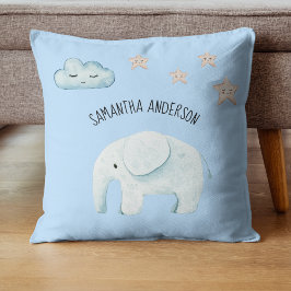 Moderne Beauty Pastel Blau Elefant & Sterne Kind Kissen