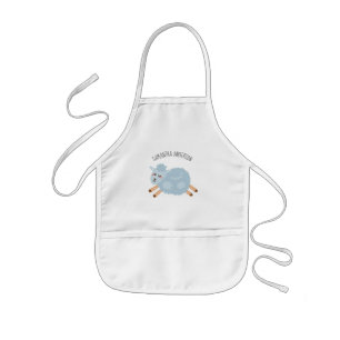 Moderne Beauty Pastel Blue Shee und Name der Kinde Kinderschürze