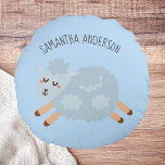 Moderne Beauty Pastel Blue Shee und Name der Kinde Rundes Kissen<br><div class="desc">Moderne Beauty Pastel Blue Shee und Name der Kinder</div>