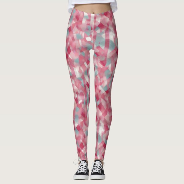 Moderne, bedruckte Rosa Frauen Leggings (Vorderseite)