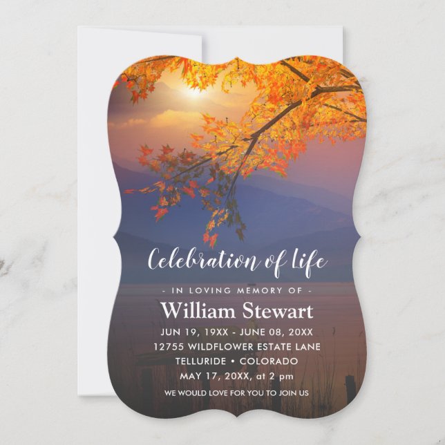 Moderne Beerdigung | Feier des Herbstes des Lebens Einladung (Vorderseite)