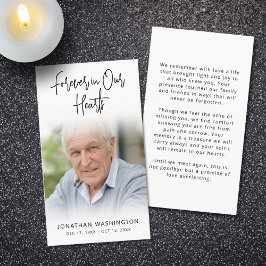 Moderne Beerdigung für immer Herz Foto Gebetskarte Visitenkarte
