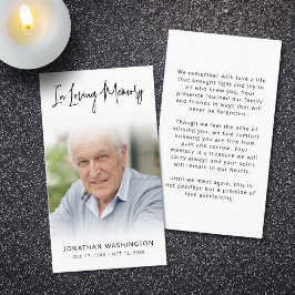 Moderne Beerdigung im Foto des Gedächtnisses Visitenkarte