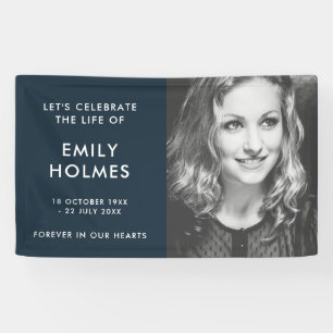 Moderne Beerdigung Navy Blue Stylish Memorial Banner