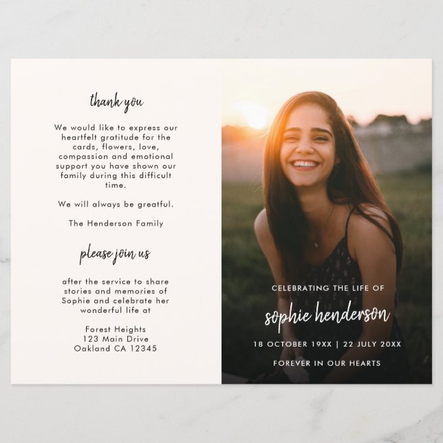 Moderne Beerdigung | Order of Service Memorial Pro (Vorderseite)