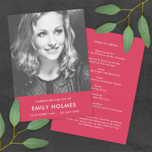 Moderne Beerdigung Pink Celebration of Life Prog Programm