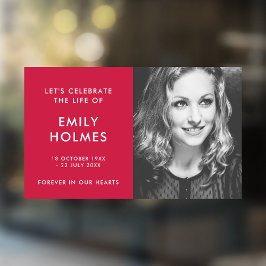 Moderne Beerdigung | Rosa Feier zum Gedenken an da Fensteraufkleber