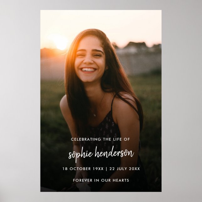 Moderne Beerdigungsfeier zum Foto des Gedenkens an Poster (Vorne)